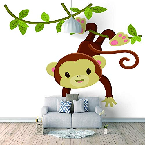 Fototapete kleiner Affe 300x200cm Selbstklebend Wandgemälde Wand Dekoration Schlafzimmer Tapete