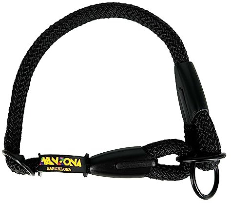 Collar de Adiestramiento Antitirones para Perros, Ajustable, de Cuerda de Poliéster, Perros Pequeños, Medianos y Grandes, Fabricado en España. Negro. L(≤65CM).