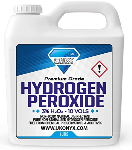 1 Litre (1000ml) ONYX Hydrogen Peroxide - Purest Grade 3% - Unstabilized and Additive Free, Multi-Purpose Cleaner/Mold remover - Food Grade - 10 Vols