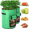 GOTGELIF 2 Pack 10 Gallon Potato Grow Bags, Potato Growing Bags Potato Planting Bag Potato Planter with Flap and Handles for Potato, Tomato, Carrot (Green)
