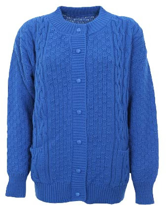 pretty attitude Women Winter Chunky Cable Knit Ladies Long Sleeve Aran Crew Neck Warm Cardigan (Lupin Aran Bw, 16)