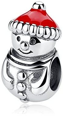 Nbsameng S925 Pendentif en argent sterling pour bracelet et collier Pandora, cadeaux de Noël pour femmes, filles, bonhomme de neige