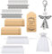 DAHI Gastgeschenke Taufe Hochzeit Schutzengel Schlüsselanhänger Glücksbringer Hufeisen + Organza Beutel Geschenke Kommunion Party Mitbringsel (90)