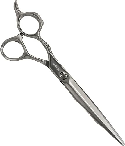 E-Kwip Pirate Profi Haarschere für Linkshänder - Friseurschere in 7,0 Zoll aus Japanstahl - mit Totenkopf und ergonomischem Offset Design