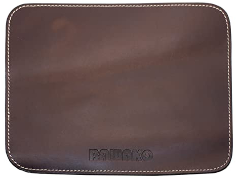 BAWAKO Hochwertiges Mauspad aus echtem Leder rutschfeste Mousepad 21×16 cm, Klein Mauspad für latop Desktop Leather Pad Gaming Arbeit (Dunkelbraun, M)