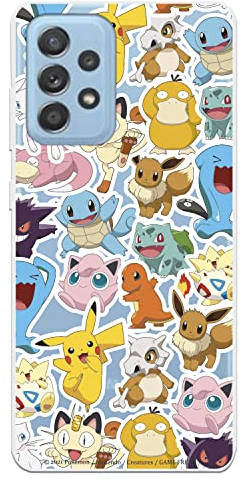 Schutzhülle für Samsung Galaxy A52 5G - A52S 5G Offizielles Pokémon-Sticker-Muster zum Schutz Ihres Handys. Flexible Silikonhülle mit offizieller Pokémon-Lizenz