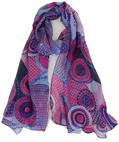 Van Der Rich ® - Tücher Schal Dessin Blumen Größe: 180cm*80cm - Damen (13-Violett, TU)