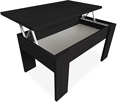 Duérmete Online Mesa de Centro Elevable, Mesita de Salón o Comedor, Acabado en Color Wengue, Medidas: 90 cm (Ancho) x 50 cm (Fondo) x 46-57 cm (Alto), Madera, 90 x 50 x 46/57 cm