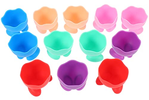PRETYZOOM 12pièces Support à Œufs Silicone Coquetiers Décoratifs Multicolores pour Pâques Accessoire Pratique Déjeuner Et Fêtes