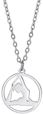 VASSAGO Gymnast Charm Halskette Gymnastik Geschenke für Mädchen Flipping Gymnastik Sport Herz Anhänger Halskette Edelstahl Inspirierende Schmuckgeschenke für Frauen Turner Trainer Sport Ballerina