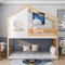 Merax Etagenbett 200x90cm, Kinderbett Hausbett mit Rausfallschutz und Leiter, Kinder Einzelbett mit Lattenrost, Holz Hochbett Baumhausbett für Mädchen & Jungen (Doppel(A), 200x90cm)