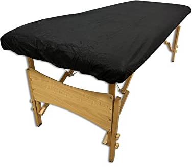 Lot de 100 Draps Jetables Élastiques 95x220 cm Noir Tissu Non Tissé | Drap Housse Jetable pour Table de Massage, Spa, Beauté, Tatouage | Drap Examen pour Professionnels