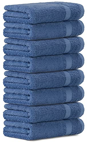 Luckytowel Handtücher Set 50x100 cm groß aus 100% Baumwolle, Handtuch Set mit 600g/m² Oeko-Tex Frottee Handtuchset als 8er Pack in Blau