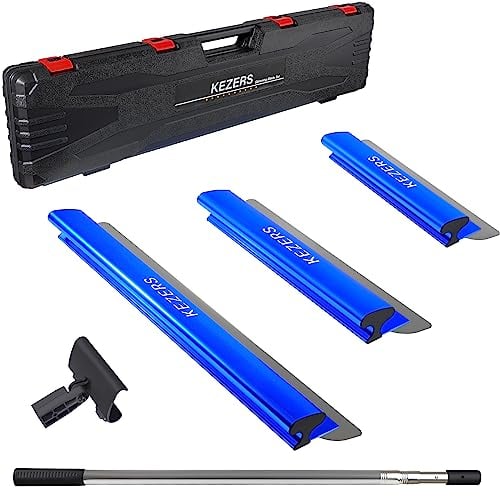 KEZERS Kit Lame à Lisser pour Plaquiste, 30cm, 55cm & 80cm Lame à Lisser, Spatule enduit lissage en acier inoxydable de 0,3 mm,couteau à enduire outil parfait, outils muraux, peinture