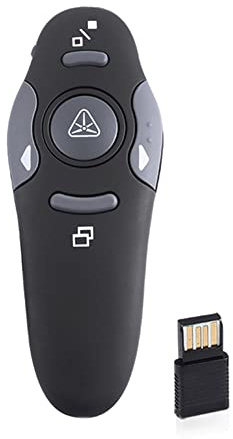 Telecomando di Presentazione Senza Fili, Ricevitore USB da 2,4 GHz Puntatore Laser Rosso con Raggio d'Azione di 15 Metri Compatibile con Interfaccia USB e Windows 2000/XP/Vista