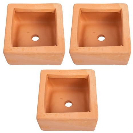 Sosoport 3 macetas cuadradas de terracota para flores, macetas de arcilla, macetas de cerámica, macetas de entrenamiento para bonsái, macetas de terracota, maceta de terracota, maceta de ventana,