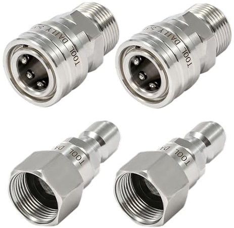 Tool Daily Pressure Washer Adapter Set with Swivel, M22 14mm to 3/8 Quick Connect, Stainless Steel Quick Disconnect Swivel for Power Washer Hose, 5000 PSI, Pack of 2