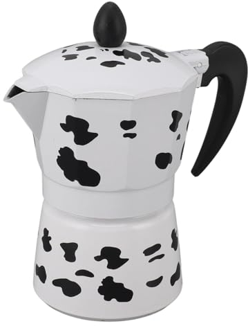Moka color mucca latte, caffettiera in alluminio, prestazioni di lunga durata, per casa e attività all'aperto (3 tazze da 150 ml)