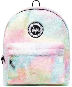 Hype Unisex Pastel Rainbow Fur Rucksack, Black/White