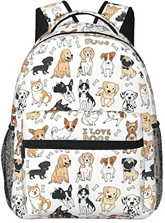 Niedlicher Rucksack mit Hundemotiv und Tiermotiven, stilvoll, lässig, für Damen, personalisierbar, Laptop-Rucksäcke mit mehreren Taschen, Computer-Tagesrucksack für Arbeit, Business, Reisen