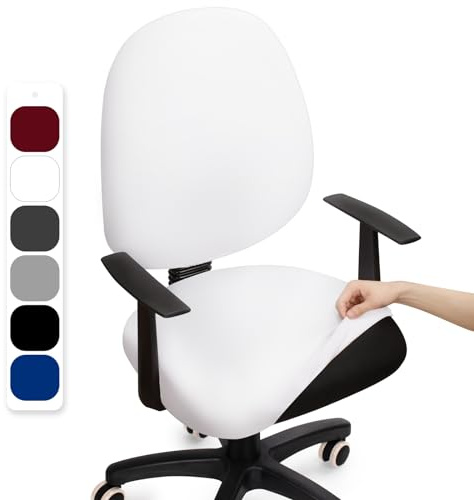 BalladHome Bürostuhl Bezug Stretch Bezug Für Bürostuhl Universal Office Computer Stuhlbezug Drehbare Office Stuhlbezüge Abnehmbare Waschbare Bürostuhl Hussen für Computer Armlehnen Stuhl (Weiß,1PC)-F