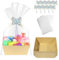 MEYAGOT Präsentkorb Leer: 5 Stück Pappe mit Griffen, Transparenten Geschenktüten und Zugschleifen, für Hochzeit, Geburtstag, Weihnachten (25x21cm)