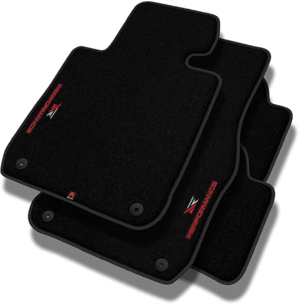 PERFORMANCE Personalisierte Velours Fußmatten Auto passend für Opel Meriva A 2002-2010 - Standard, Perforiert, rot-weiß -Präzise CNC-Stickerei, Design-Lochpaspel, Auto Fußmatten - Perfekt für Autofahr