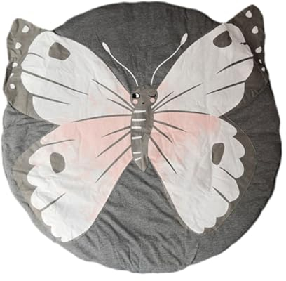 tuwiwol Krabbeldecke mit Cartoon Muster, aus Polyester, einfach zu handhaben und waschbar, Bodenmatte für Spielmatte, Schmetterlinge