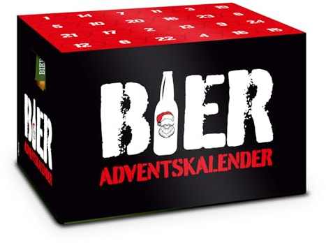 itenga Adventskalender Aufsatz für Bierkasten Männer Adventskalender Stülper - zum Selber Befüllen Bieradventskalender (Motiv rot schwarz weiss)
