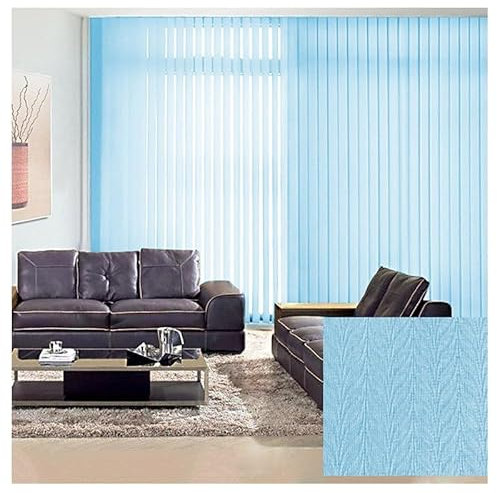 Vertikaler Schiebevorhang aus hellblauem Stoff mit Aluminiumschiene, verstellbare Raumschattierungen für Heimdekoration, Terrassentüren, Sichtschutz, Lamellen, Vorhang, 1 x 2,8 m
