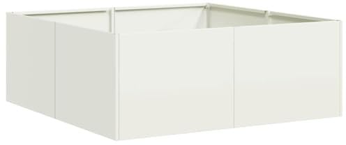 vidaXL Jardinera Acero Blanco 80x80x30 cm, macetero, Soporte para Plantas, lecho Elevado, Soporte para jardineras, Bandeja para Plantas