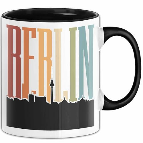 Berlin Tasse Geschenk Horizont Hauptstadt Stadt Spruch Geschenkidee (Schwarz)