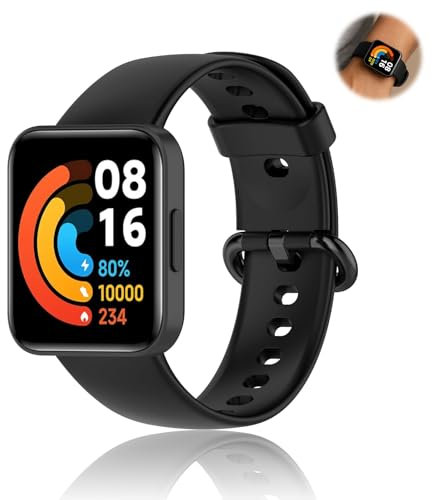 Amzpas Bracelet de Rechange pour Redmi Watch 2 Lite, Silicone Souple, Bracelet de Rechange pour Xiaomi Mi Watch 2 Lite, Accessoire Unisexe pour Homme et Femme (Noir)