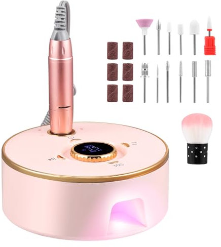 Ponceuse pour Ongles Professionnel 35000 Rpm, Multifonction Silencieuse avec Affichage LED, séchoir à ongles UV, Ponceuse pour Ongles éLectrique 13 En 1 Avec Batterie de 4000 Mah pour ongles en gel