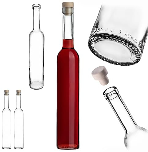 KADAX 2er Set Glasflaschen 500ml mit Korken – Leere Flaschen zum Befüllen für Likör, Schnaps, Öl & Essig, ideal zum Verschenken, Refillable Glass Bottles
