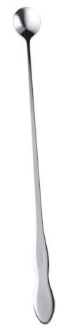 Cucchiaino da caffè in acciaio inox, con manico lungo, per mescolare cocktail e bevande (32 cm rotondo)