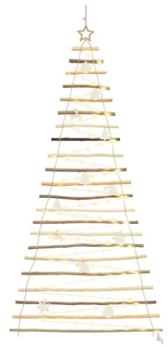 vidaXL Albero di Natale Naturale 210 cm Legno Massiccio di Frassino, Soggiorno, Decorazione Moderna da Parete, Albero di Natale Fatto a Mano, Decorazioni uniche per Interni