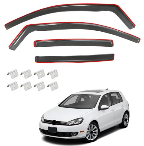 GEARFLOW Wind Deflectors For Volkswagen VW Golf MK7 2012-2020 5 Door Hatchback Rain Wind Deflectors 4pcs Tinted With 8 Clips In-Channel