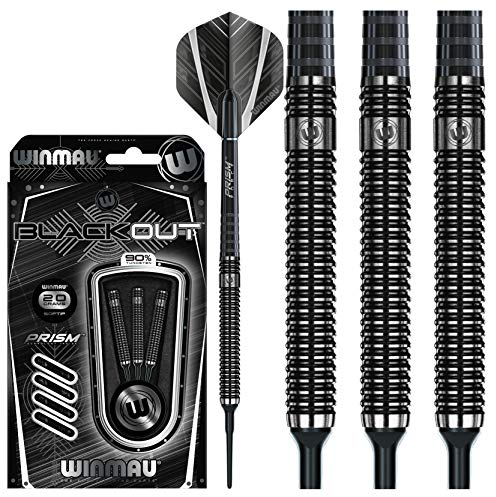 WINMAU Blackout 18g Softip Profi Wolfram Dartpfeile Set mit Flights und Schäfte