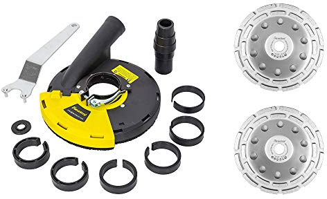 FANZTOOL Diamantschleiftopf 180 mm + Absaughaube für Winkelschleifer Betonschleifer (mit 180mm Schleiftopf x 2)