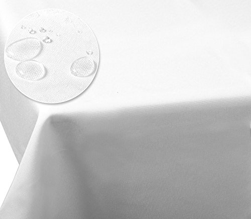 Laneetal Tischdecke Leinendecke Leinenoptik Wasserabweisend Lotuseffekt Tischtuch Fleckschutz pflegeleicht abwaschbar schmutzabweisend Eckig 130x300 cm Weiß