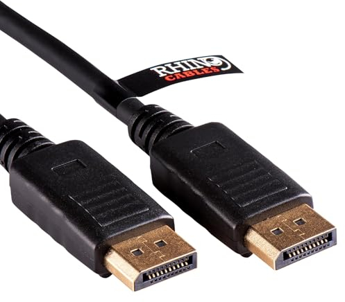 rhinocables Display Port to Displayport Cable, 0.5m - 15m Long DP to DP cable with Secure Gold-plated Locking Connector Lead for Monitor, HDTV, PC, and Graphics Card (1, 0.5m (50cm))