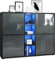 Vladon Highboard Cuba V3, Made in Germany, Schwarz matt/Grau Hochglanz inkl. LED - Moderne Anrichte mit 12 Fächern (130,5 x 105,5 x 35,5 cm)