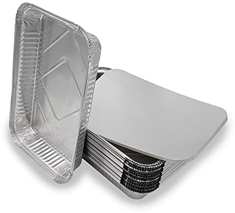 Mamatura Lot de 25 coupelles XL en aluminium avec couvercles | 25 bols en aluminium | 32 x 22 cm, 2100 ml | Grand format rectangulaire résistant à la chaleur (25