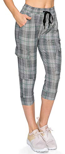 ALWAYS Damen-Cargo-Jogginghose – Butterweiche, lässige Lounge-Sweathose für Frauen mit Taschen, Capri Cargo Jogger Plaid 2026 / Cjco-2026, Mittel