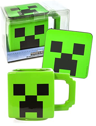 Minecraft Creeper Juego de tazas y posavasos de Navidad para jugadores