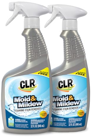 CLR Mold & Mildew Clear, Bleach-Free Stain Remover Spray | Works on Fabric, Wood, Fiberglass, Concrete, Brick, Painted Walls, Glass, and More | EPA Safer Choice (2 Pack, 32 Ounce)
