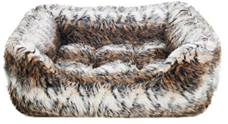 Rosewood Hundebett, quadratisch, mit Pelzmuster, Braun