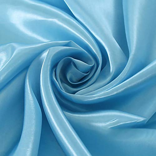 ZXC Satin Stoff Seidentaft Stoff Meterware 150 cm Breit Zum NäHen Von Kissen Tischdecken Und BettwäSche Abendmode Blusen Und Kleidern Brautmode 1m Meterware Verkauft(Color:hellblau)