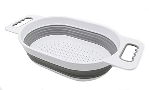 SAMMART Colador Ovalado Rejilla Escurre Cubiertos sobre el Fregadero (1, blanco/gris)